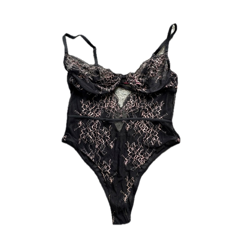 La SENZA Black Chemise with Pink Lace Accents